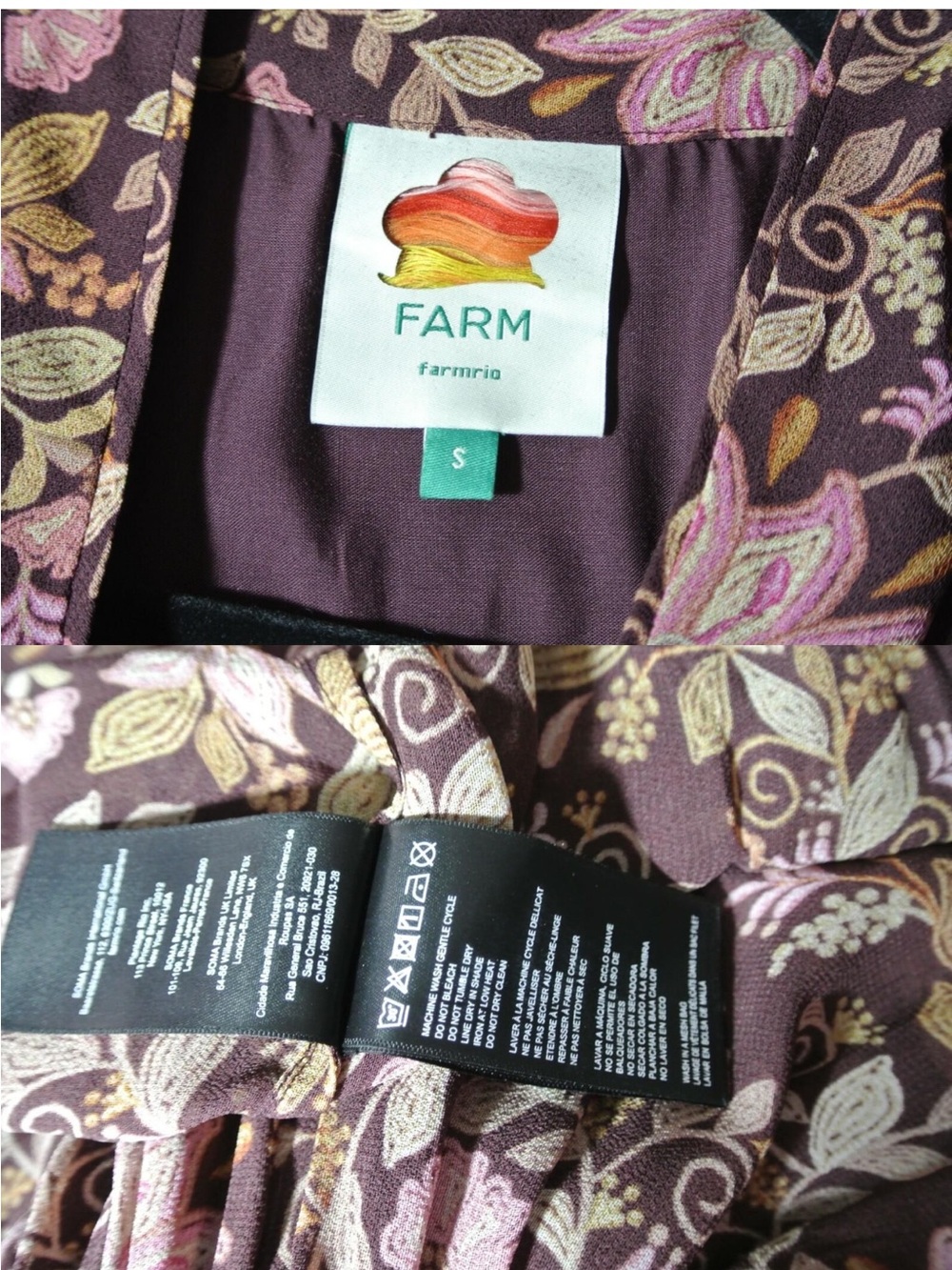 Farm Rio Floral Boho Tie-Waist Mini Dress in Plum - Picture 6 of 6